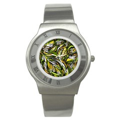 Foliage Pattern Texture Background Stainless Steel Watch