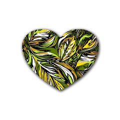 Foliage Pattern Texture Background Rubber Coaster (heart)
