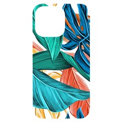 Leaves Tropical Exotic Green Plant Iphone 14 Pro Max Black Uv Print Case