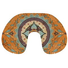 Mandala Floral Decorative Flower Art Travel Neck Pillow by Ravend