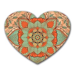 Mandala Floral Decorative Flower Heart Mousepad by Ravend