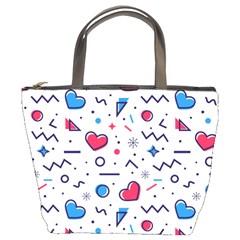 Hearts Seamless Pattern Memphis Style Bucket Bag by Grandong