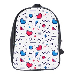 Hearts Seamless Pattern Memphis Style School Bag (large) by Grandong