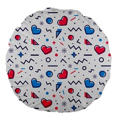 Hearts Seamless Pattern Memphis Style Large 18  Premium Flano Round Cushions by Grandong