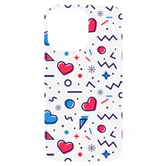 Hearts Seamless Pattern Memphis Style Iphone 14 Pro Max Black Uv Print Case