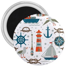 Nautical Elements Pattern Background 3  Magnets by Grandong