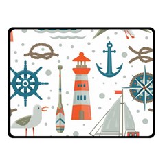 Nautical Elements Pattern Background Fleece Blanket (small) by Grandong