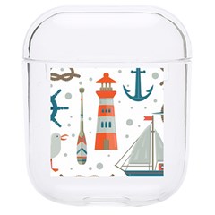 Nautical Elements Pattern Background Hard Pc Airpods 1/2 Case by Grandong