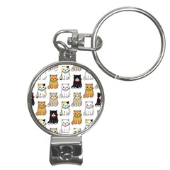 Cat Kitten Seamless Pattern Nail Clippers Key Chain