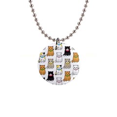Cat Kitten Seamless Pattern 1  Button Necklace by Grandong