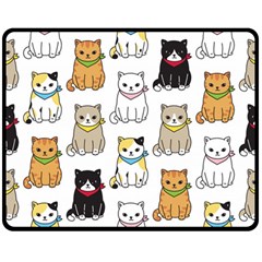 Cat Kitten Seamless Pattern Two Sides Fleece Blanket (medium) by Grandong