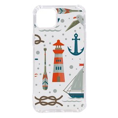 Nautical Elements Pattern Background Iphone 14 Plus Tpu Uv Print Case by Grandong