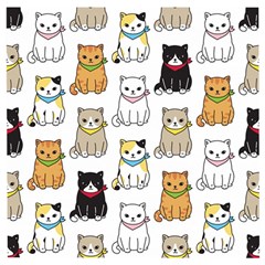 Cat Kitten Seamless Pattern Wooden Puzzle Square by Grandong