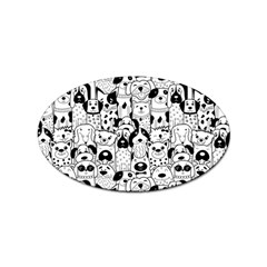 Seamless Pattern With Black White Doodle Dogs Sticker (oval) by Grandong