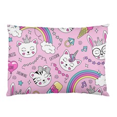 Cute Cat Kitten Cartoon Doodle Seamless Pattern Pillow Case