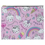 Cute Cat Kitten Cartoon Doodle Seamless Pattern Cosmetic Bag (XXXL) Front