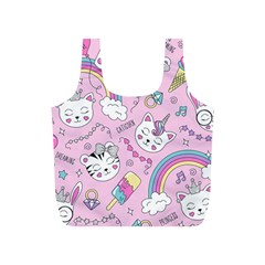 Cute Cat Kitten Cartoon Doodle Seamless Pattern Full Print Recycle Bag (S)