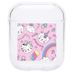 Cute Cat Kitten Cartoon Doodle Seamless Pattern Hard PC AirPods 1/2 Case