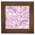 Beautiful Cute Animals Pattern Pink Framed Tile Front