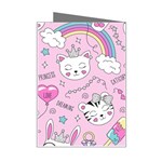 Beautiful Cute Animals Pattern Pink Mini Greeting Card Right