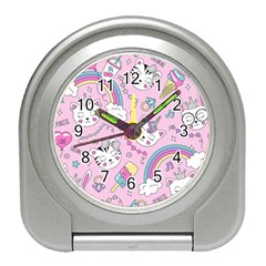 Beautiful Cute Animals Pattern Pink Travel Alarm Clock