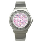 Beautiful Cute Animals Pattern Pink Stainless Steel Watch Front