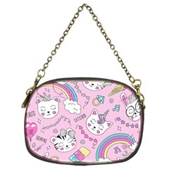 Beautiful Cute Animals Pattern Pink Chain Purse (Two Sides)