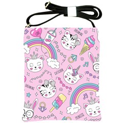 Beautiful Cute Animals Pattern Pink Shoulder Sling Bag