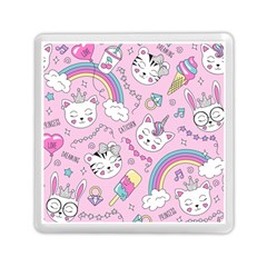 Beautiful Cute Animals Pattern Pink Memory Card Reader (square)