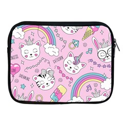 Beautiful Cute Animals Pattern Pink Apple iPad 2/3/4 Zipper Cases