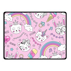 Beautiful Cute Animals Pattern Pink Two Sides Fleece Blanket (Small)