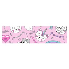 Beautiful Cute Animals Pattern Pink Oblong Satin Scarf (16  x 60 )