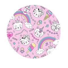 Beautiful Cute Animals Pattern Pink Mini Round Pill Box