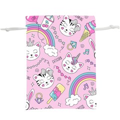 Beautiful Cute Animals Pattern Pink Lightweight Drawstring Pouch (XL)