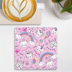 Beautiful Cute Animals Pattern Pink UV Print Square Tile Coaster 