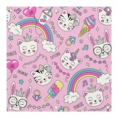 Beautiful Cute Animals Pattern Pink Banner and Sign 3  x 3 