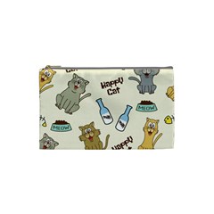 Cute Astronaut Cat With Star Galaxy Elements Seamless Pattern Cosmetic Bag (Small)