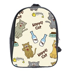 Cute Astronaut Cat With Star Galaxy Elements Seamless Pattern School Bag (XL)