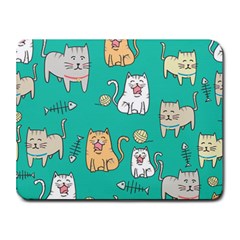 Seamless Pattern Cute Cat Cartoon With Hand Drawn Style Small Mousepad