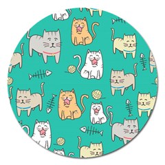 Seamless Pattern Cute Cat Cartoon With Hand Drawn Style Magnet 5  (round) by Grandong