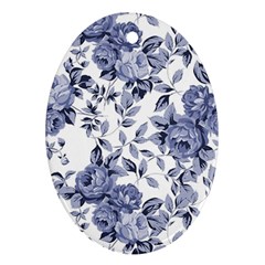 Blue Vintage Background Background With Flowers, Vintage Oval Ornament (two Sides) by nateshop