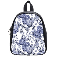 Blue Vintage Background Background With Flowers, Vintage School Bag (small) by nateshop