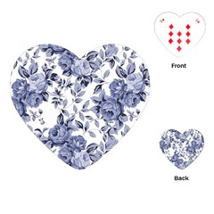 Blue Vintage Background Background With Flowers, Vintage Playing Cards Single Design (heart) by nateshop