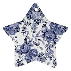 Blue Vintage Background Background With Flowers, Vintage Star Ornament (two Sides) by nateshop