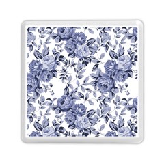 Blue Vintage Background Background With Flowers, Vintage Memory Card Reader (square) by nateshop