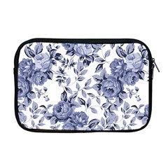 Blue Vintage Background Background With Flowers, Vintage Apple Macbook Pro 17  Zipper Case by nateshop
