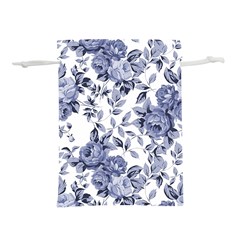 Blue Vintage Background Background With Flowers, Vintage Lightweight Drawstring Pouch (l) by nateshop
