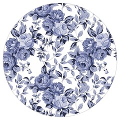 Blue Vintage Background Background With Flowers, Vintage Round Trivet by nateshop