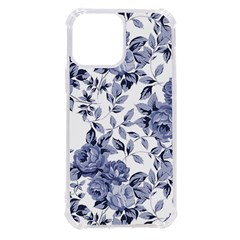 Blue Vintage Background Background With Flowers, Vintage Iphone 13 Pro Max Tpu Uv Print Case by nateshop