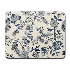 Blue Vintage Background, Blue Roses Patterns, Retro Small Mousepad by nateshop